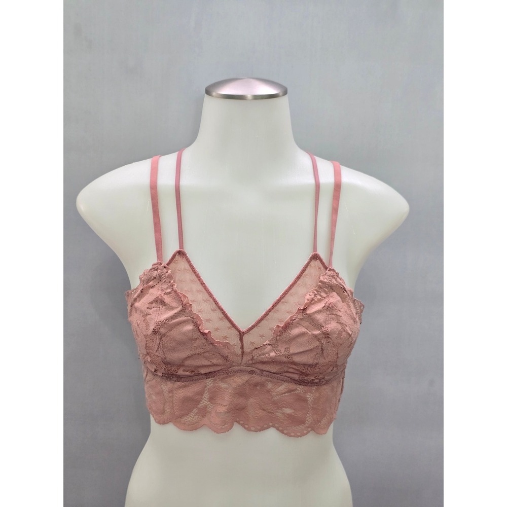 Aerie Pink Whimsy Romantic Boudoir Bridal Cottage Lingerie Lace Bralette Small